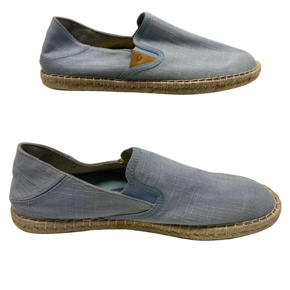 OluKai Kaula Paa Kapa Women's Espadrille Slip On Shoes‎ Light Blue Size W 8